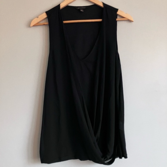 BANANA REPUBLIC Black V-Neck Faux Wrap Tank Blouse Size M - Picture 1 of 11